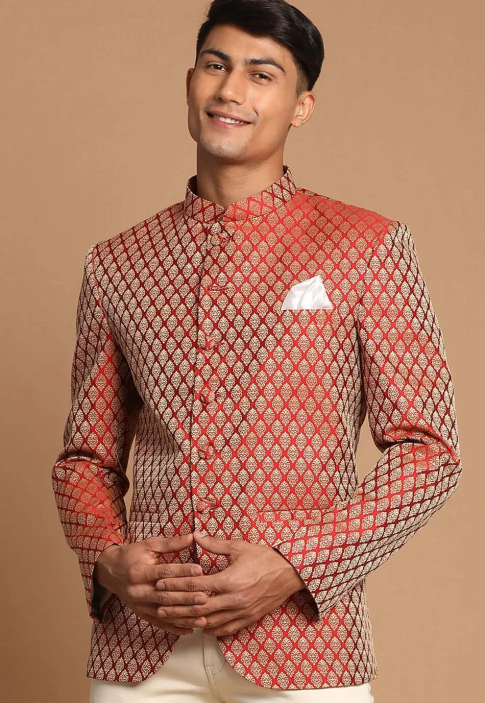 Brocade Jodhpuri Jacket in Maroon