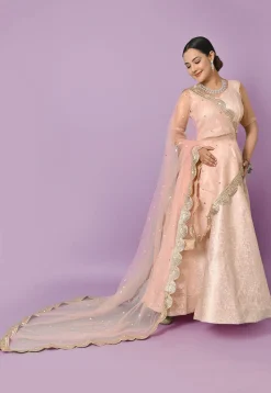 Brocade Lehenga in Peach