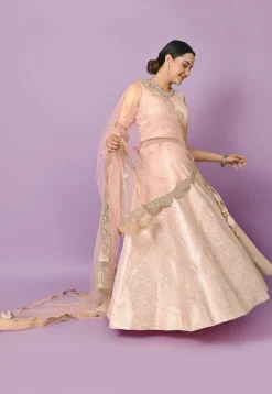 Brocade Lehenga in Peach