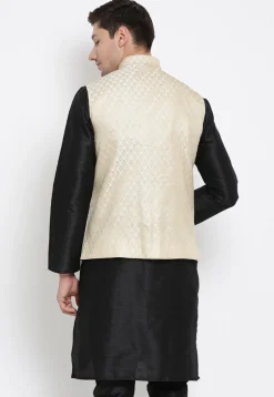 Brocade Nehru Jacket in Light Beige