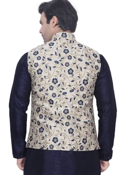 Brocade Nehru Jacket in Off White