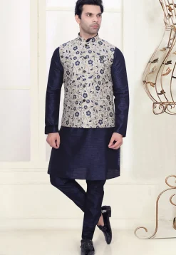 Brocade Nehru Jacket in Off White