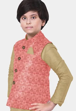 Brocade Nehru Jacket in Pink