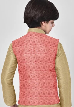 Brocade Nehru Jacket in Pink