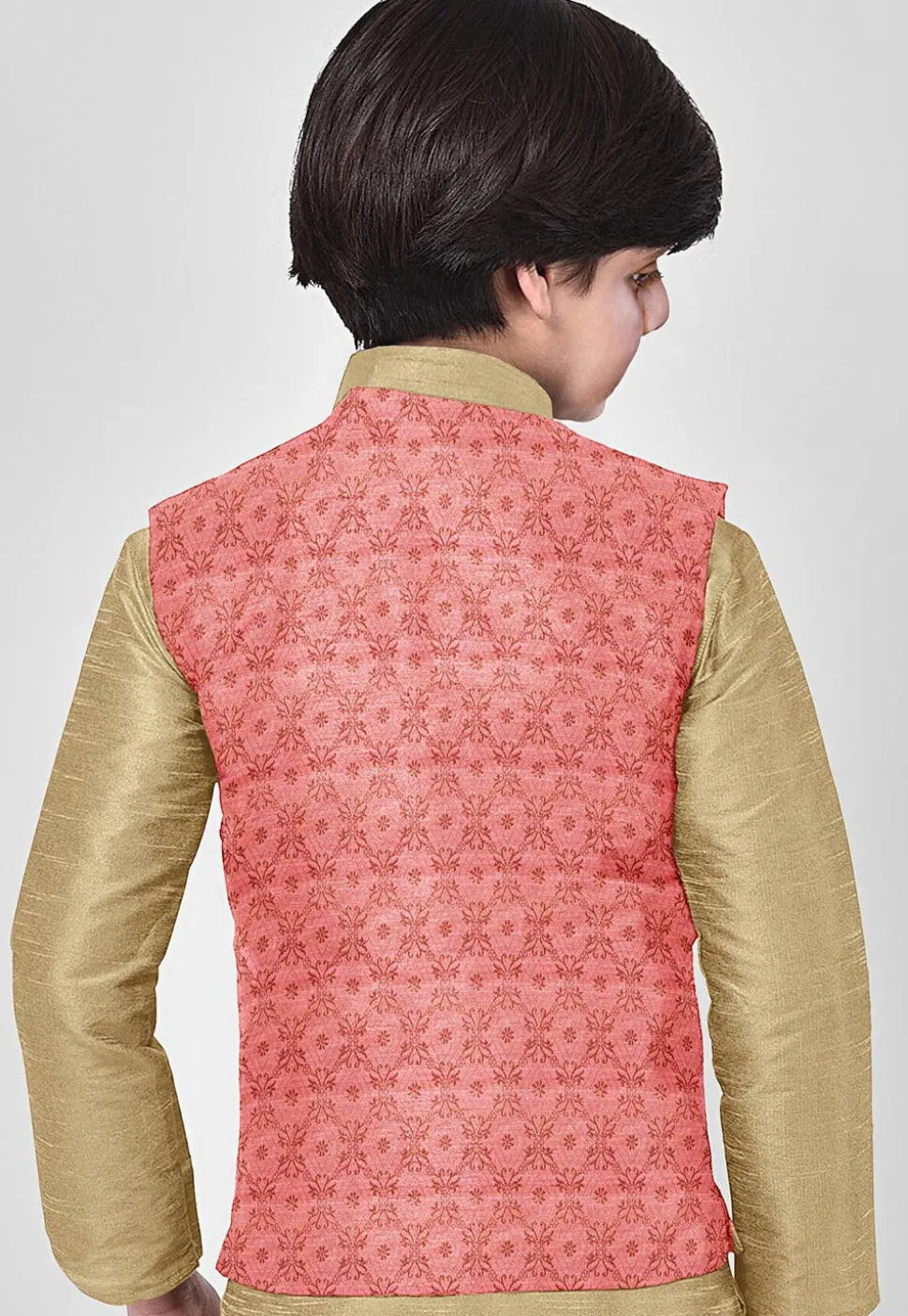 Brocade Nehru Jacket in Pink