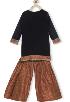 Brocade Pakistani Suit in Golden and Black