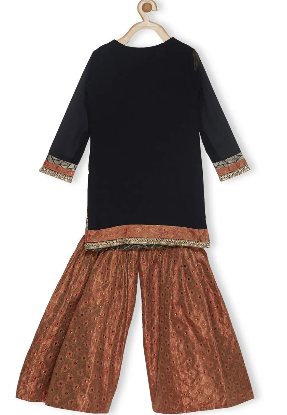 Brocade Pakistani Suit in Golden and Black