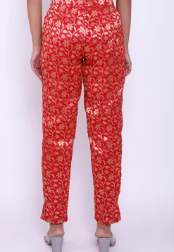 Brocade Pant in Red