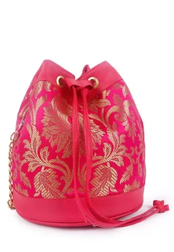 Brocade Potli Bag in Fuchsia