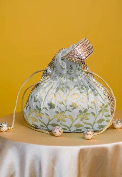 Brocade Potli Bag in Off White