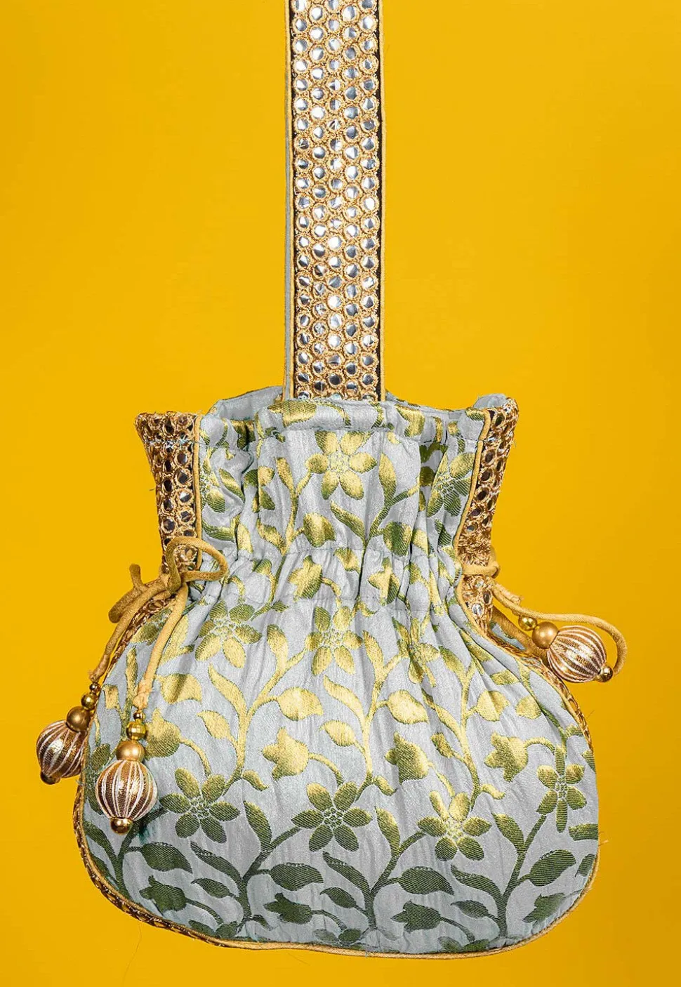 Brocade Potli Bag in Off White
