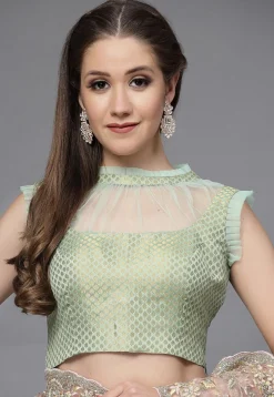 Brocade Sheer Blouse in Sea Green