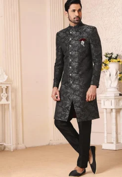 Brocade Sherwani in Black