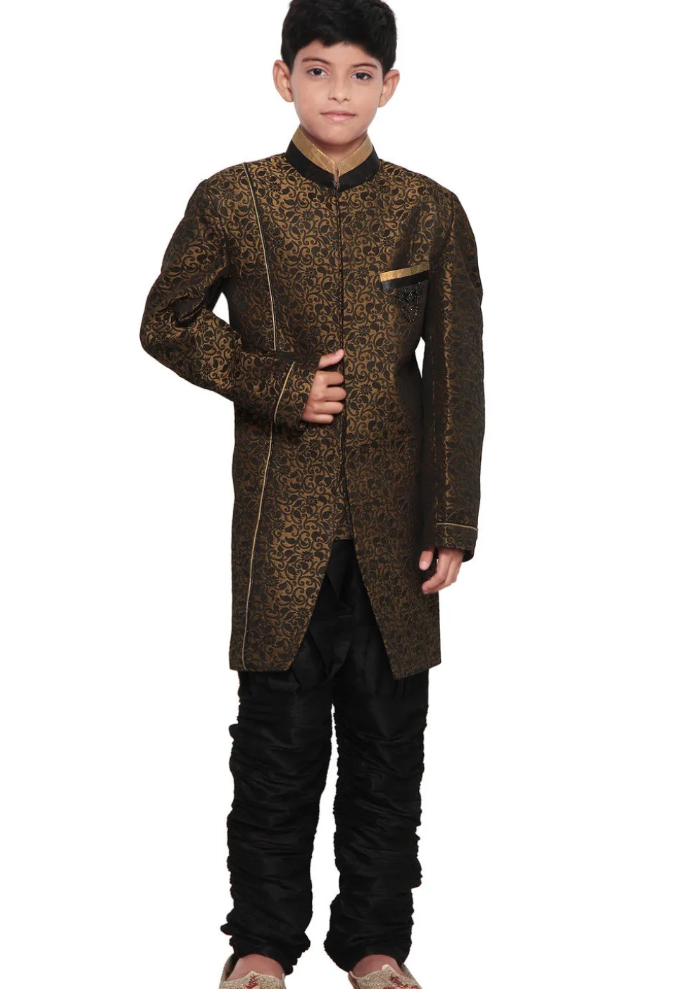 Brocade Sherwani Set in Antique
