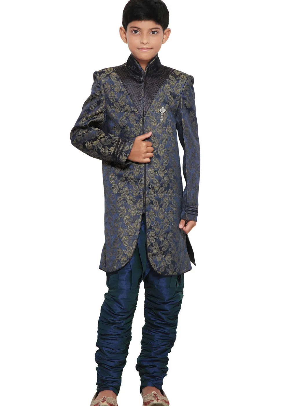 Brocade Sherwani set in Blue