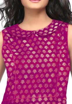 Brocade Short Dress in Magenta
