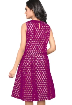 Brocade Short Dress in Magenta