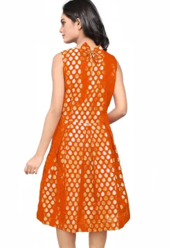 Brocade Short Dress in Orange