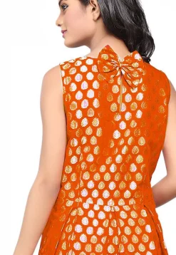 Brocade Short Dress in Orange
