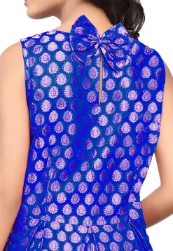Brocade Short Dress in Royal Blue