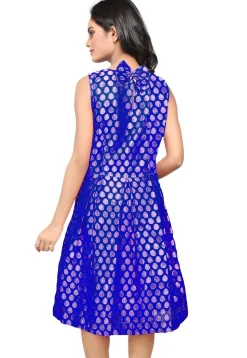 Brocade Short Dress in Royal Blue