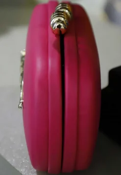 Brooch Rexin Rectangular Clutch Bag in Pink
