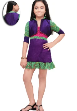 Chiffon and Cotton Dress in Purple