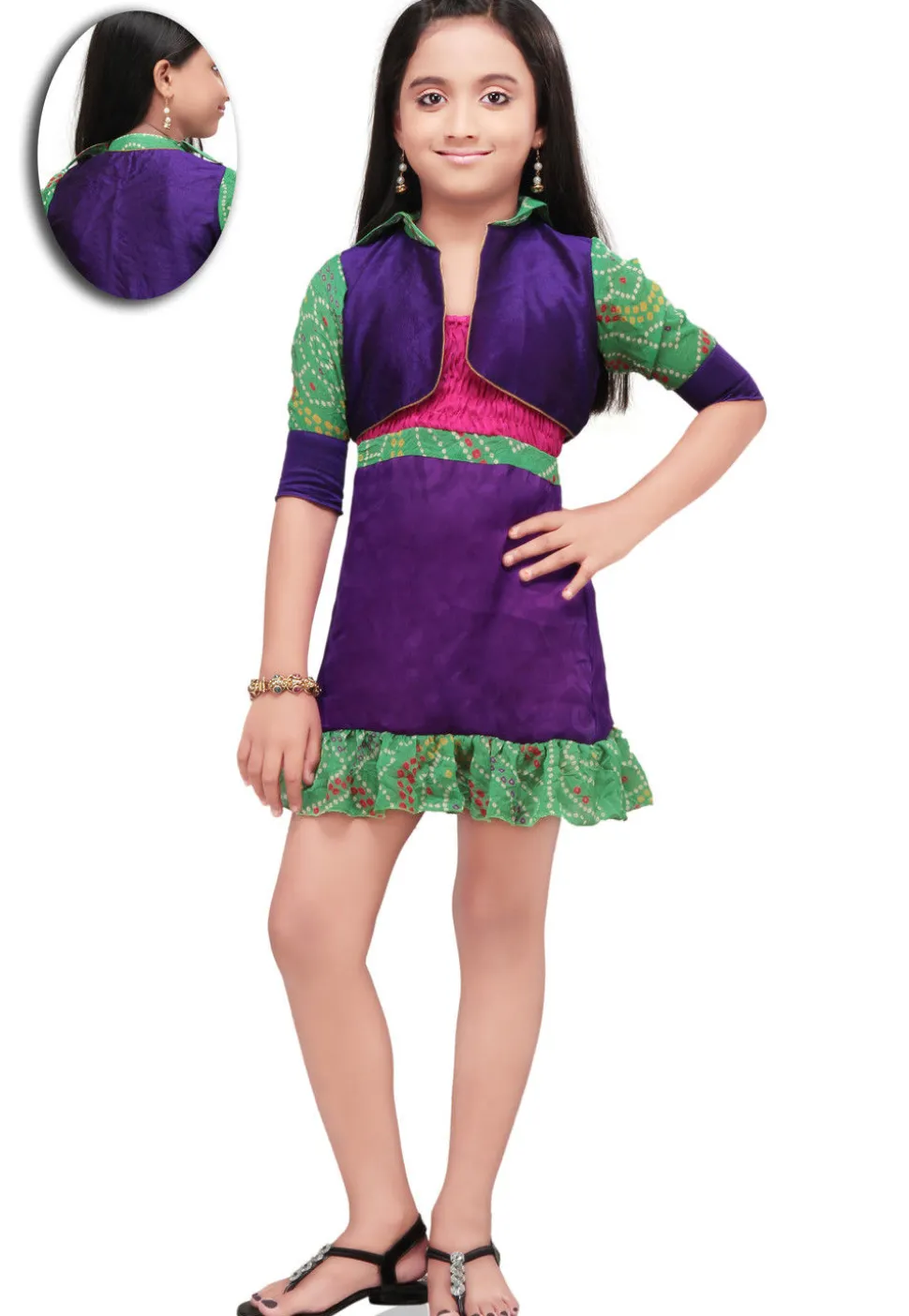 Chiffon and Cotton Dress in Purple