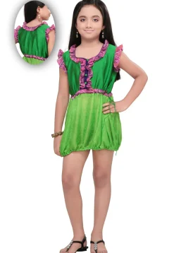 Chiffon and Crepe dress in green