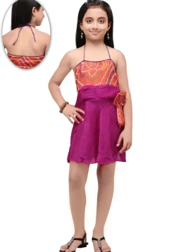 Chiffon and Crepe dress in Fuchsia