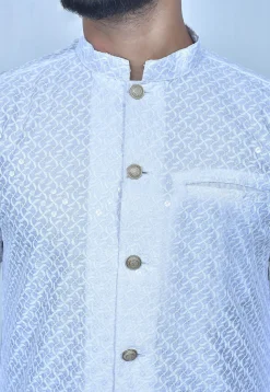 Chikankari Art Silk Dhoti Kurta in White