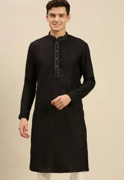 Chikankari Cotton Kurta in Black