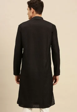 Chikankari Cotton Kurta in Black