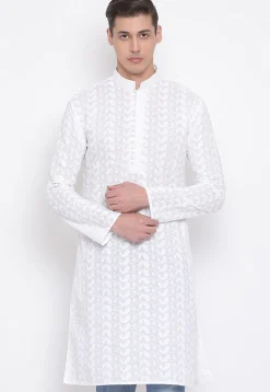 Chikankari Cotton Kurta in White