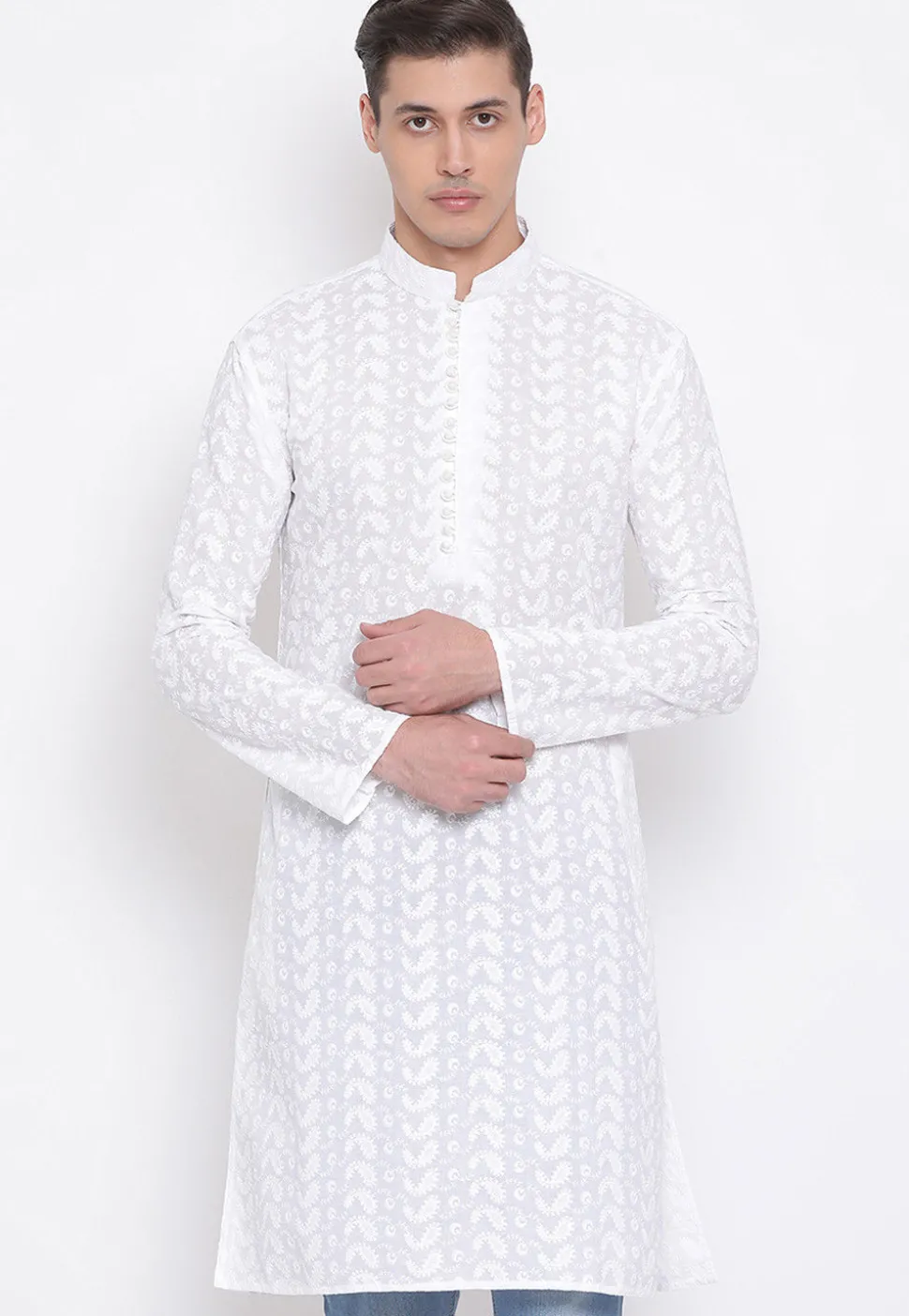 Chikankari Cotton Kurta in White