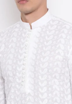 Chikankari Cotton Kurta in White