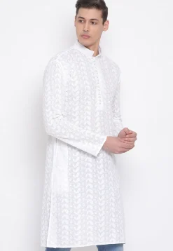 Chikankari Cotton Kurta in White