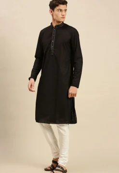 Chikankari Cotton Kurta Set in Black