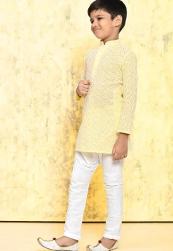 Chikankari Cotton Kurta Set in Yellow