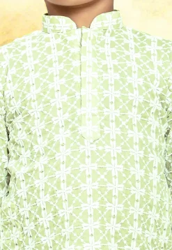 Chikankari Cotton Kurta Set in Light Green