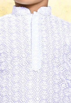 Chikankari Cotton Kurta Set in Light Purple