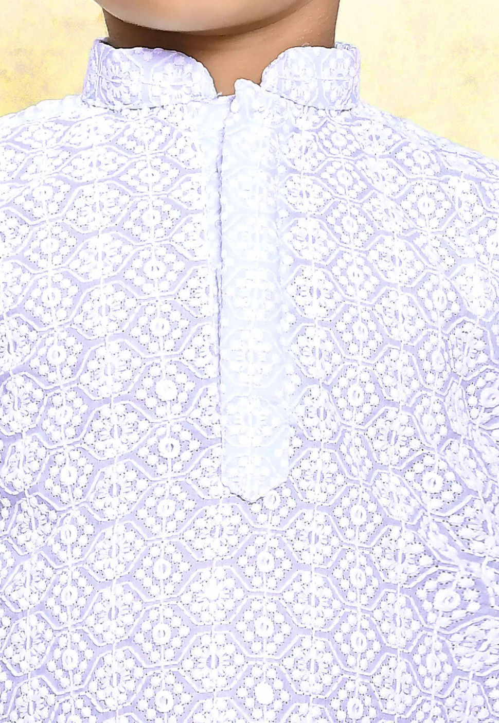 Chikankari Cotton Kurta Set in Light Purple
