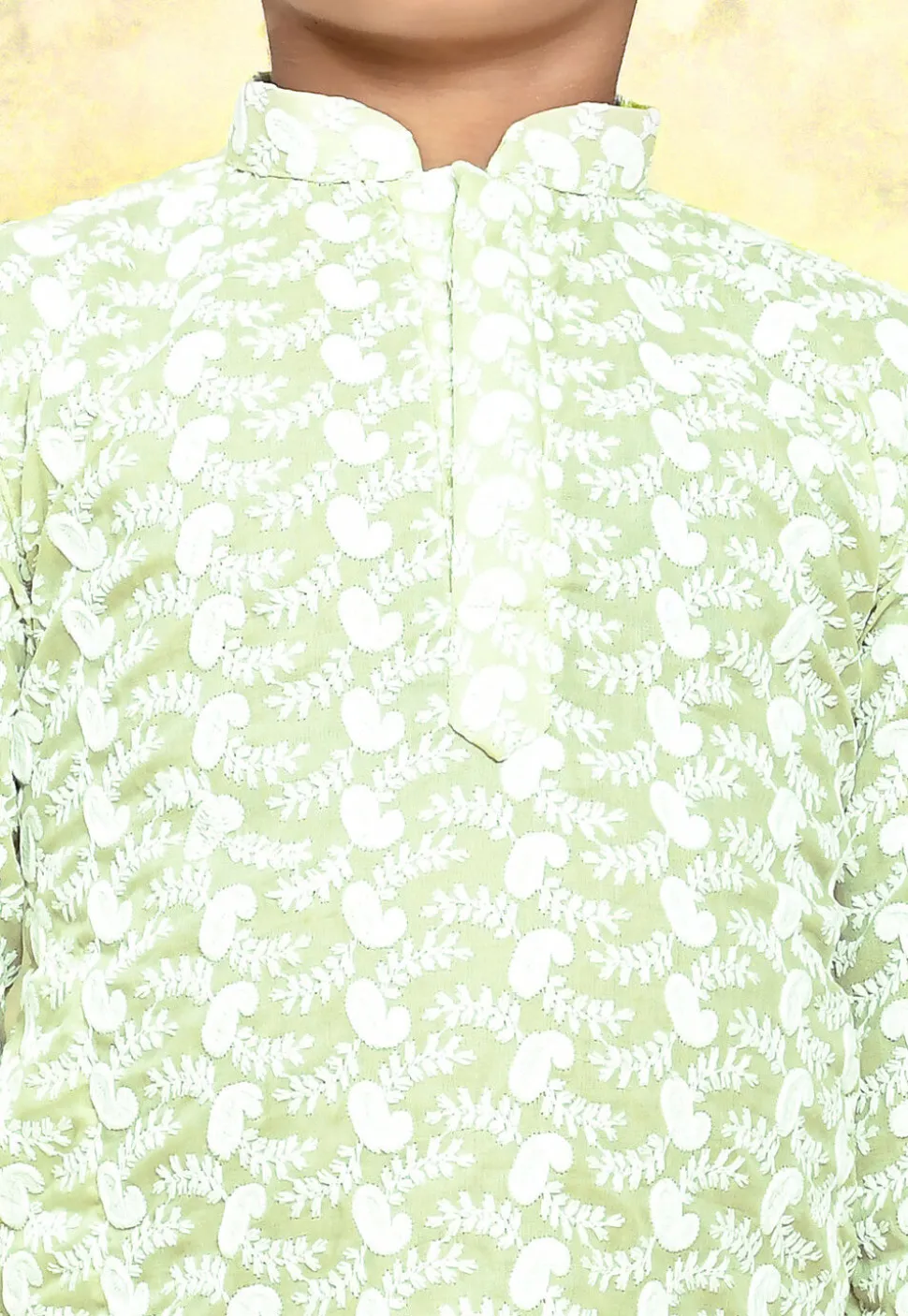 Chikankari Cotton Kurta Set in Light Green