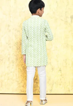 Chikankari Cotton Kurta Set in Light Green