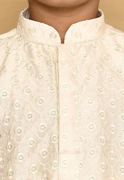Chikankari Cotton Silk Kurta Set in Off White