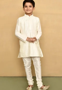 Chikankari Cotton Silk Kurta Set in Off White