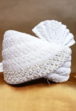 Chikankari Cotton Turban in White