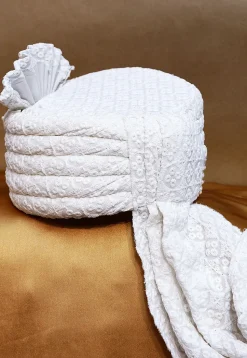 Chikankari Cotton Turban in White