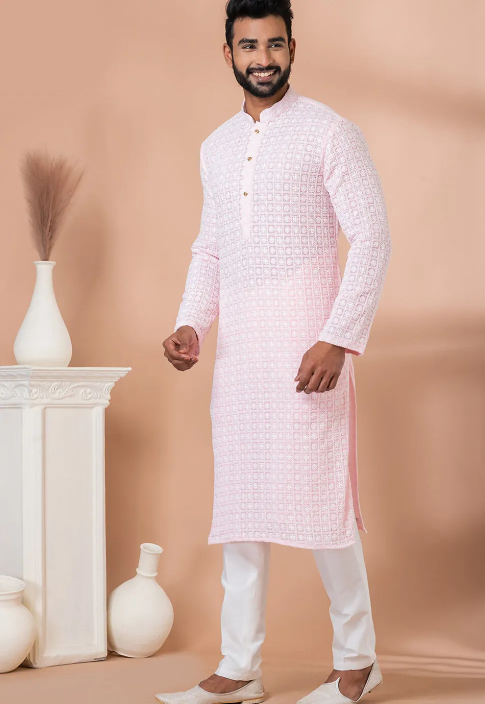 Chikankari Georgette Kurta Set in Pink