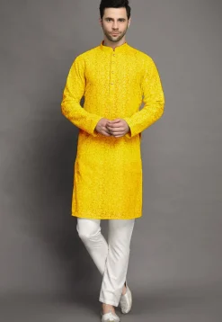Chikankari Georgette Kurta Set in Yellow